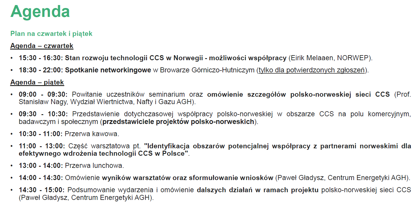Agenda CCUS